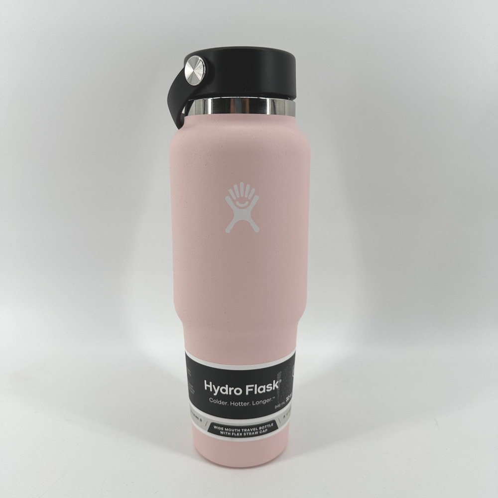 Hydro Flask 32 oz Wide Mouth Travel Bottle Trillium Pink WT32BFS678 Straw Cap